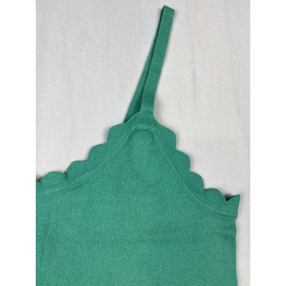 J.Crew‎ Green Scalloped Knit Camisole Tank Top CA086 Womens Small NWT - Picture 2 of 6
